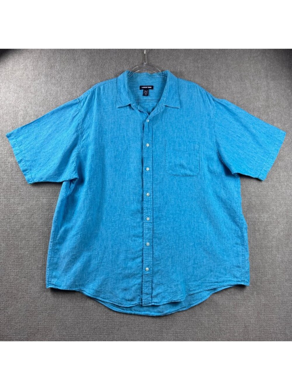 Lands End Traditional Fit Short Sleeve Button-Up Shirt 2XLT Tall Linen Coastal